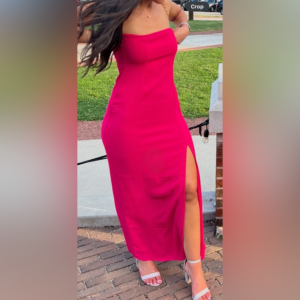 Superdown Pink Midi Pencil Skirt with Slit